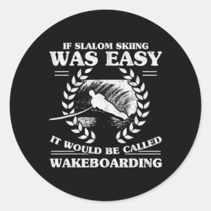 Adesivo Redondo Esqui Aquático Wakeboarding Retro Slalom Esqui Foi