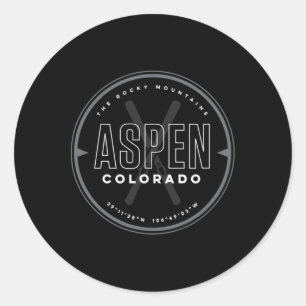 Adesivo Redondo Esqui Aspen Colorado