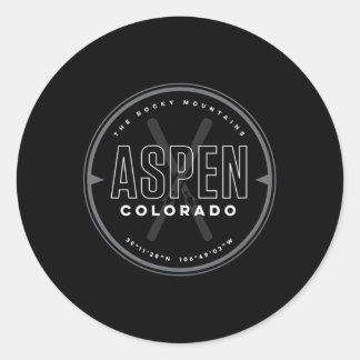 Adesivo Redondo Esqui Aspen Colorado