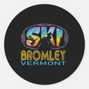 Adesivo Redondo Esqui Bromley Vermont Férias de Esqui 