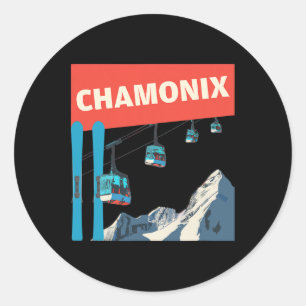 Adesivo Redondo Esqui Chamonix - Esqui Retro Chamonix