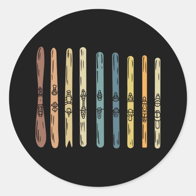 Adesivo Redondo Esqui - Coleção de conselhos de esqui (Frente)