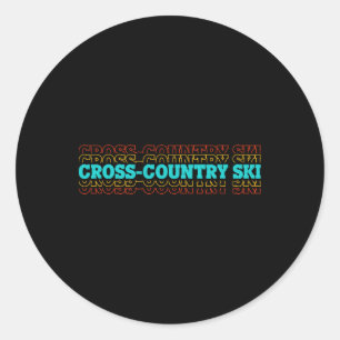 Adesivo Redondo Esqui cross-country gráfico retrô Esportes de inve
