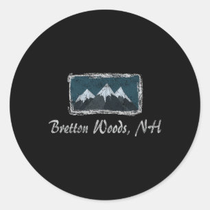 Adesivo Redondo Esqui de Inverno Vintage Bretton Woods New Hampshi