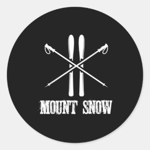 Adesivo Redondo Esqui de montanha na neve esquiador bastões de esq