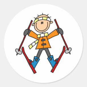 Adesivo Redondo Esqui de neve do inverno