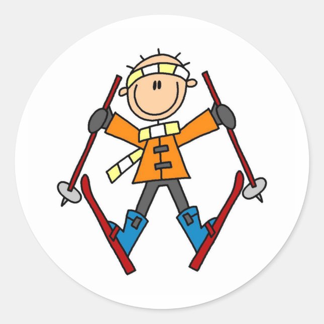 Adesivo Redondo Esqui de neve do inverno (Frente)