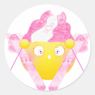 Adesivo Redondo Esqui de Sybille - rosa