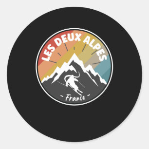 Adesivo Redondo Esqui Em França Les Deux Alpes