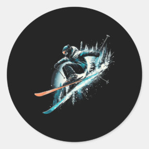 Adesivo Redondo Esqui estilo livre esqui Freeski Winter Extreme Sp