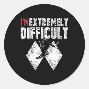 Adesivo Redondo Esqui Eu Sou Extremamente Difícil Esquiador Divert