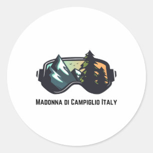 Adesivo Redondo Esqui Madonna Di Campiglio Itália Montanha Esqui T