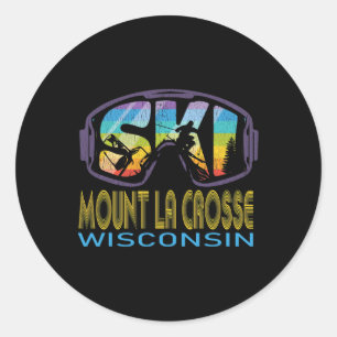 Adesivo Redondo Esqui Monte La Crosse Wisconsin Férias de Esqui