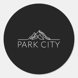 Adesivo Redondo Esqui na Montanha Park City Utah Neve