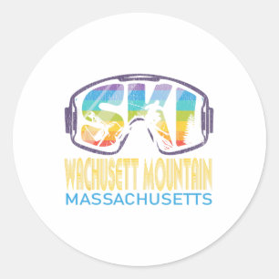 Adesivo Redondo Esqui na Montanha Wachusett Férias de Esqui em Mac