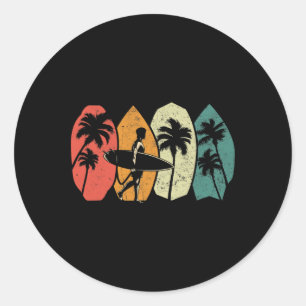 Adesivo Redondo Esqui na praia de skimboarding vintage Skimboard H