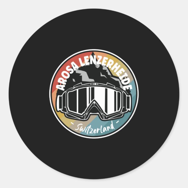 Adesivo Redondo Esqui Na Suiça De Arosa Lenzerheide (Frente)