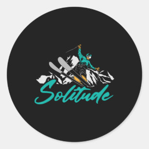Adesivo Redondo Esqui Solitude Winter Sports Skier Ski