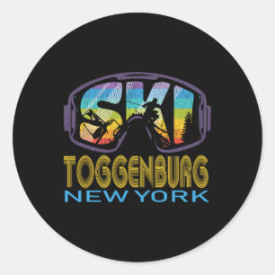 Adesivo Redondo Esqui Toggenburg Férias de Esqui em Nova York