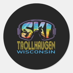 Adesivo Redondo Esqui Trollhaugen Férias de Esqui no Wisconsin _1