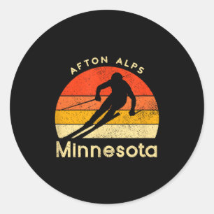 Adesivo Redondo Esqui vintage Afton Alps Minnesota montanha