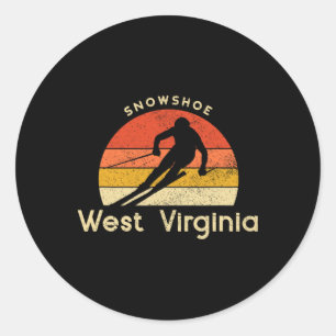 Adesivo Redondo Esqui vintage snowshoe Montanha West Virginia