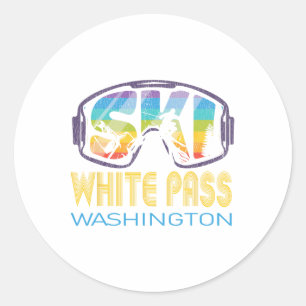 Adesivo Redondo Esqui White P Washington Férias de Esqui
