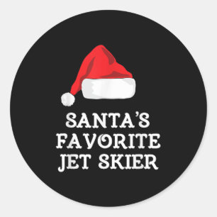 Adesivo Redondo Esquiador de Jet Ski Favorito do Papai Noel Natal