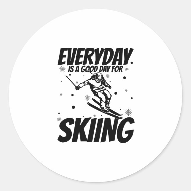Adesivo Redondo Esquiadores | Presente de Vacinação de Esqui de Ap (Frente)