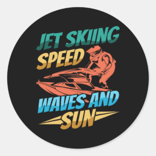 Adesivo Redondo Esquiando a jato velocidade ondas e sol Jet Ski