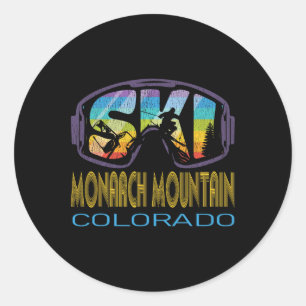 Adesivo Redondo Esquiar em Monarch Mountain Colorado Férias de Esq