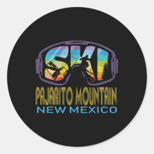 Adesivo Redondo Esquiar na Montanha Pajarito Novo México Férias de
