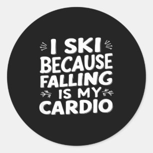 Adesivo Redondo Esquiar porque cair é cardio citações engraçadas d