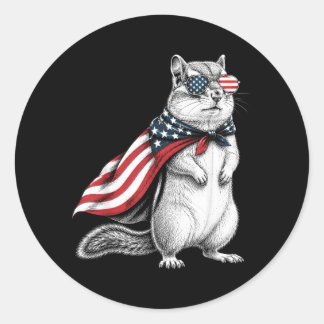 Adesivo Redondo Esquilo 4 De Julho Bandeira Americana Patriótica