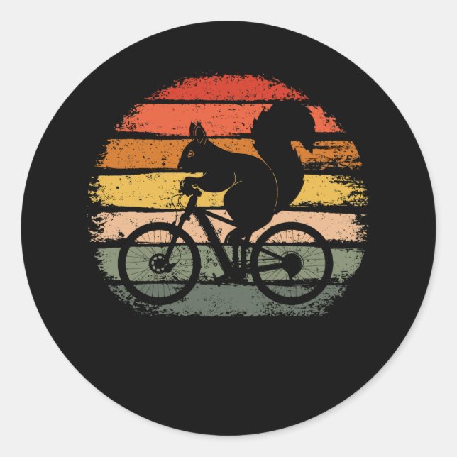 Adesivo Redondo Esquilo Andando De Bicicleta (Frente)