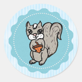 Adesivo Redondo Esquilo com uma Criatura Woodland