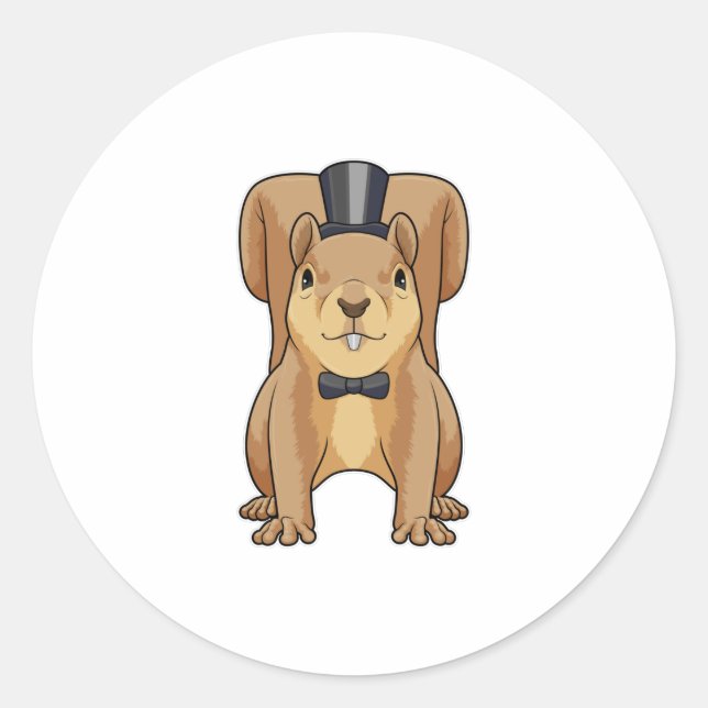 Adesivo Redondo Esquilo como noivo com terno (Frente)