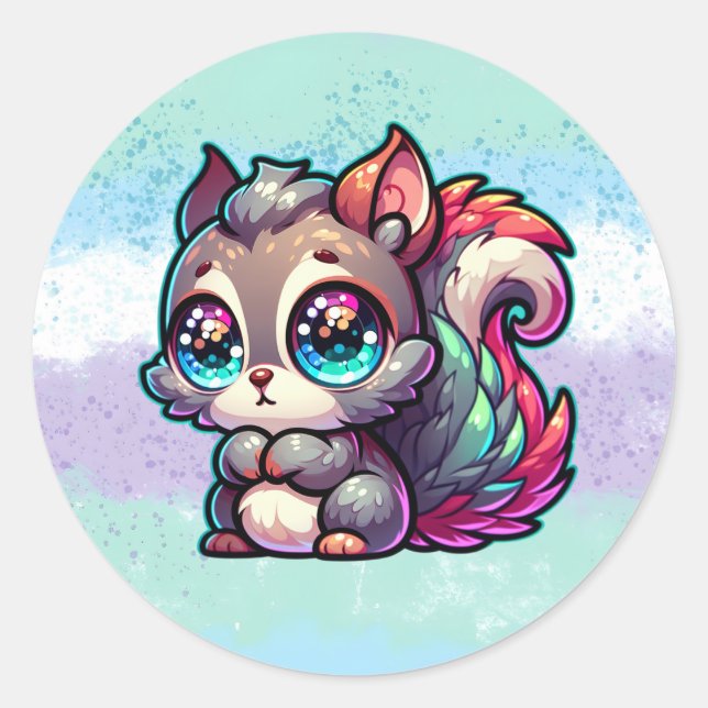 Adesivo Redondo Esquilo Cute Adorável (Frente)