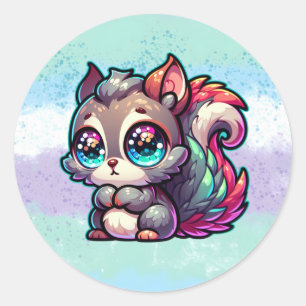Adesivo Redondo Esquilo Cute Adorável
