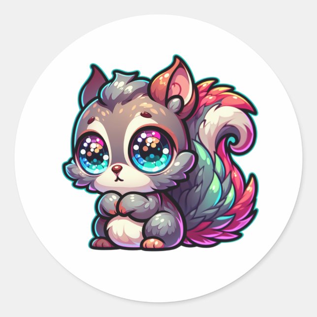 Adesivo Redondo Esquilo Cute Adorável (Frente)