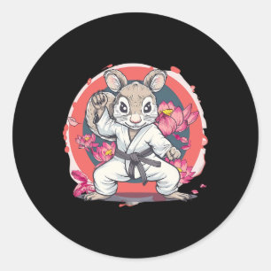 Adesivo Redondo Esquilo de Karato Bonito Lotus Flor Mma Kickboxing