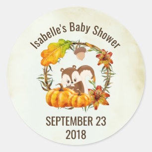 Adesivo Redondo Esquilo e grinalda rústica STD das abóboras