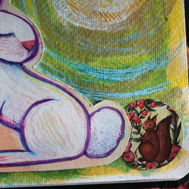 Adesivo Redondo Esquilo e Holly Invernos Esquilos Vermelhos (Criador carregado)