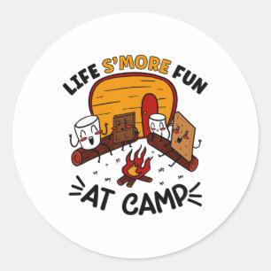 Adesivo Redondo Esquilo S'mores Acampamento Fogueira Marshmallow V