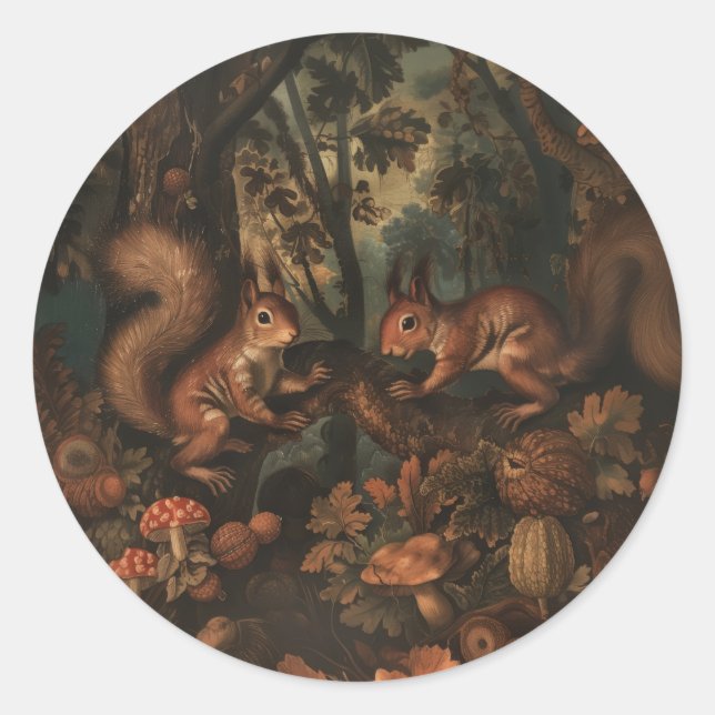 Adesivo Redondo Esquilos - Autocolantes redondos para artigos de p (Frente)