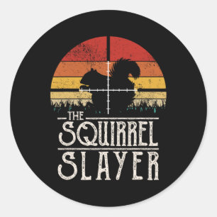 Adesivo Redondo Esquilos De Caça Ao Esquilo Com Estilo De Retorno 