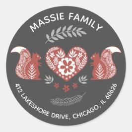 Adesivo Redondo Esquilos Escandinavos Com Endereço Cardíaco