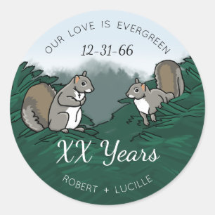 Adesivo Redondo Esquilos verdes personalizados do amor do