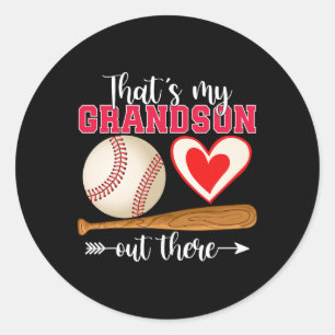 Adesivo Redondo Esse é meu neto lá fora Dia de as mães de baseball
