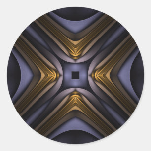 Adesivo Redondo Essência de Alma Azul e Abstrato Dourado